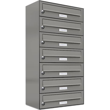 7er Premium Briefkasten Aluminiumgrau RAL Farbe 9007 für Außen Wand Postkasten 1x7 (1/5)