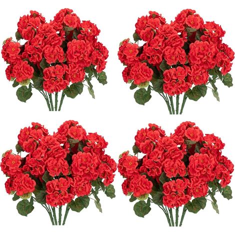 Lot de 4 fleurs artificielles rouges pour mariages, décoration intérieure et salon. (1/5)