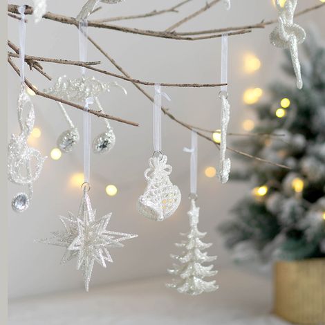 Weihnachtlicher Glitzeranhänger, Weihnachtsbaumschmuck, Engel-Anhänger, fünfzackiger Stern-Anhänger, Weihnachtsdekoration, 4-teiliges Set (1/5)