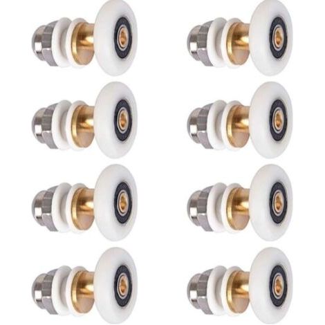 Porte de Douche - Rouleau Roulette Roue pour Porte de Douche Roulettes Coulissantes Porte Roue de Remplacement pour Rouleau 8 pièces 25mm (1/5)
