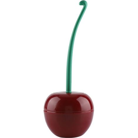 Escobillero de pie con forma de cereza para el baño (rojo oscuro) (1/4)