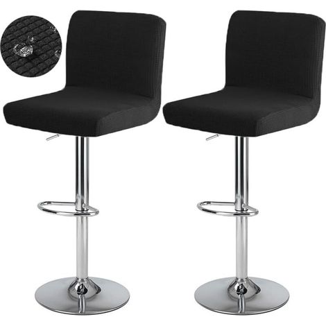 Bar Stool Cover with Backrest, Waterproof, Stretchable Bar Chair Cover, Washable Swivel Dining Chair Cover, 2 Pieces, Black (1/5)