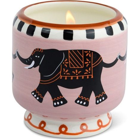Paddywax Candela in Ceramica Decorata "A Dopo" – Elefante, Tabacco e Vaniglia (226 g)