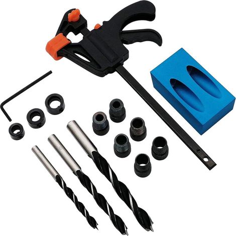 Lot de 15 trous de poche 15 degrés pour le travail du bois, guides d'angle articulé, outil de menuiserie, localisateur avec trou de fixation 6/8/10 mm (1/5)