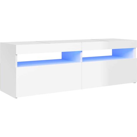 Mobile Porta TV con Luci LED Bianco Lucido 120x35x40 cm vidaXL