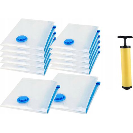 SACCHETTI SOTTOVUOTO per indumenti e biancheria da letto, SET DA 12, POMPA IN 4 MISURE (1/5)