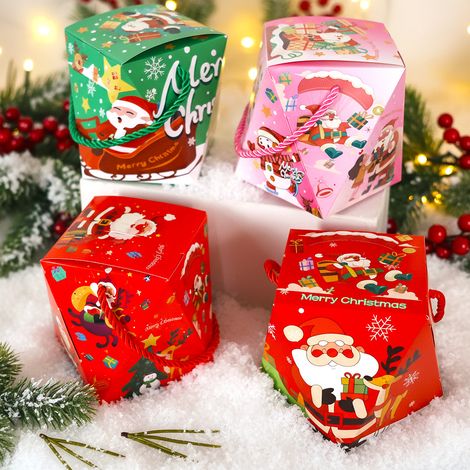 Boîte cadeau pour pomme de Noël – Emballage pour le réveillon – Boîte à bonbons – Boîte cadeau de Noël style dessin animé (Lot de 20) – Modèle portatif effet diamant [Longueur : 12 cm] (1/5)