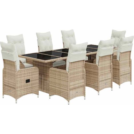 Maison Exclusive - 9-tlg. Garten-Bistro-Set mit Kissen Beige Poly