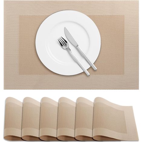 Lot de 6 Sets de table, antidérapants, résistants à la chaleur, PVC polyester, pour cuisine salle à manger