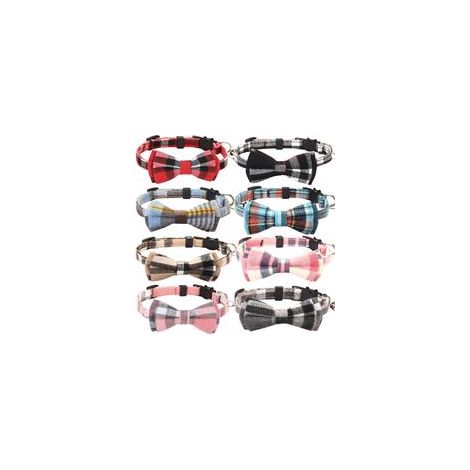 Lot de 8 colliers pour chat avec clochette et nœud papillon – (1/5)