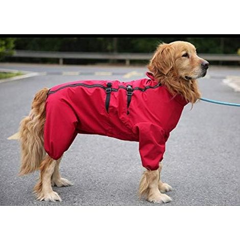 Imperméable pour chien Imperméable pour chien Imperméable réglable pour chien avec trous de ceinture de sécurité (1/4)