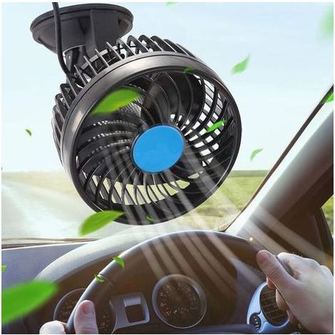 Ventilateur de voiture, 12 V, vitesse variable, avec ventouse, orientable à 360°, silencieux, 15 cm, pour voitures, camions, camping-cars, bateaux et SUV (1/4)