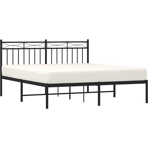 Estructura cama sin colchón con cabecero metal negro 150x200 cm vidaXL (1/5)