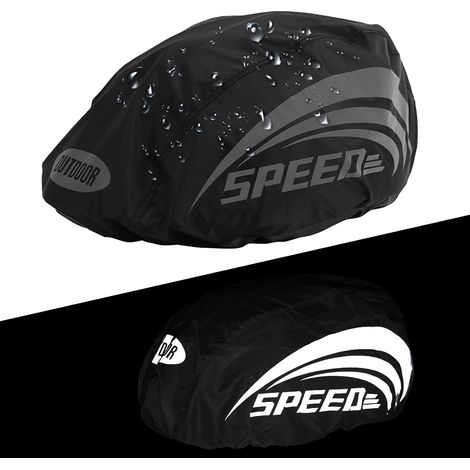 Housse Casque Vélo Imperméable,Réfléchissant Housses de Casque,Housse de Pluie pour Casque,Housse de Protection pour Casque de vélo,pour Tous Les Casques,avec Bandes réfléchissantes,Noir (1/5)