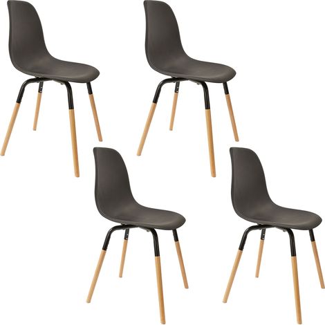 Lot de 4 Chaises - HOME DECO FACTORY - Phenix - Scandinaves - Marron et Noir (1/9)