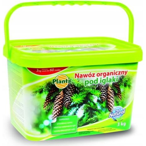Abono orgánico para coníferas, granulado 3kg, para alimentación a base de estiércol.
