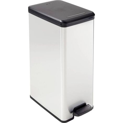 [NEUWERTIG] B-Ware Curver Mülleimer Abfalleimer 40l Slim Bin Silber Schwarz Pedal 250x610x420mm (1/2)