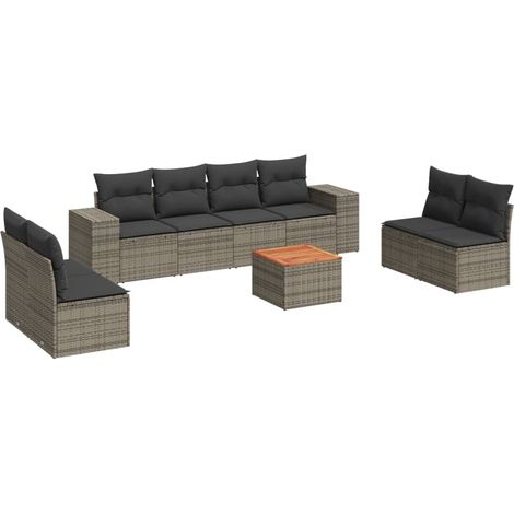 Maison Exclusive - 9-tlg. Garten-Sofagarnitur mit Kissen Grau Pol