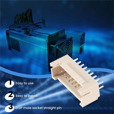 50 conectores para equipos de minería, enchufes macho 2X9P, pines rectos, anillos de doble fila, adecuados para mineros ASIC S9, S9J, S9K + Z9Mini, Z11.