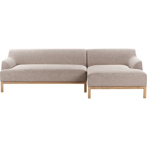 Sofá esquinero elegante tela poliéster patas de madera sala de estar marrón claro izquierdo Sosjo