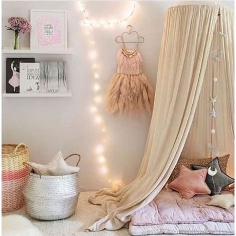 Ciel de Lit Enfant Baldaquin Rideaux De Lit Tente de Jeu Intérieur Décoration Chambre Princesse Moustiquaire(Kaki) (1/3)