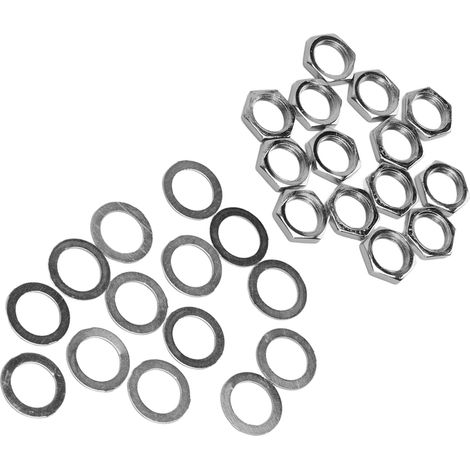 Kit de Fixations Argentés M9 pour Connecteurs de Guitare Électrique et Basse, Rondelles et Écrous Filetés (1/5)