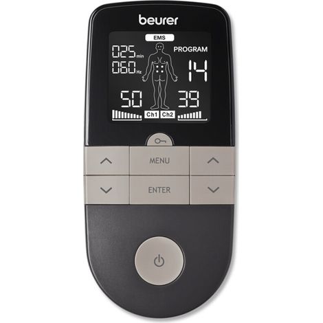 Beurer EM1R Relief+ appareil électrostimulation numérique TENS EMS 4 électrodes autocollantes 2 canaux gris anthracite (1/5)