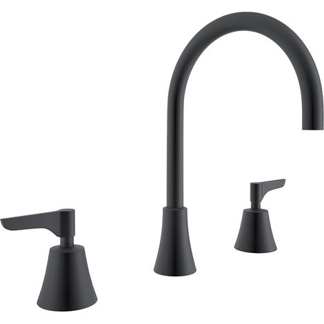 Mélangeur trois trous pour Lavabo, ADAGIETTO Noir mat - 914201MLNM (1/3)