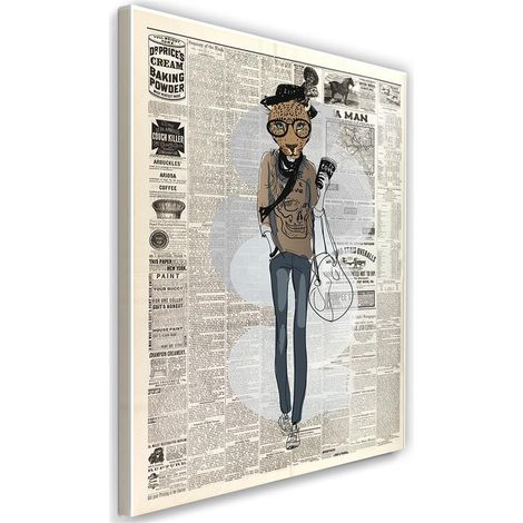 Quadro su tela, Giornale leopardo hipster - 80x120 (1/5)