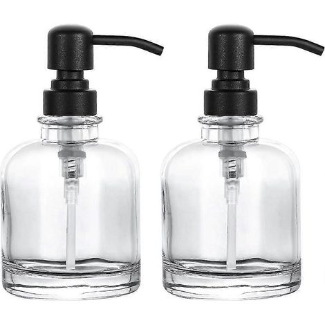 Handseifenspender, transparenter Behälter, mattschwarze Pumpe, 355 ml (12 oz), Edelstahl - AquaForge (1/5)