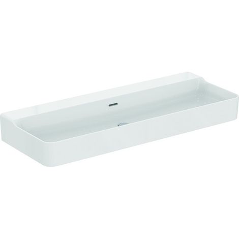 Lavabo CONCA 1200x450x165mm blanco con IdealPlus sin orificio para grifería, con rebosadero IDEAL STANDARD