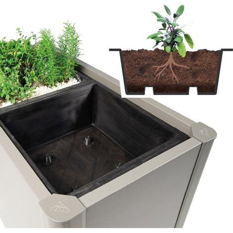 Biohort Inserto Fioriera Belvedere 4 Pz. Plastica 0,5x0,5m - Drenaggio Efficiente (1/2)