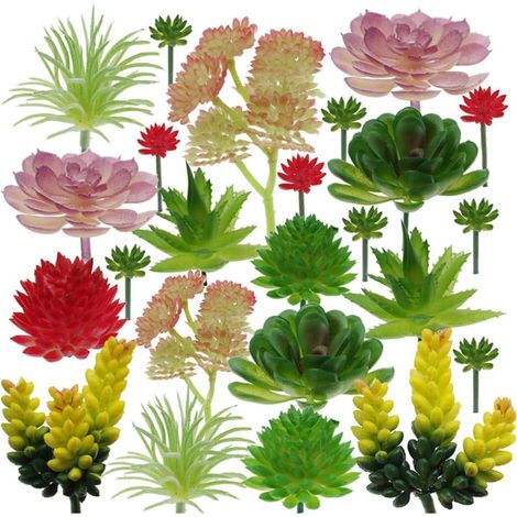 24 Pieces Artificial Plastic Succulents for Wall Decoration, No Watering Required, Environmentally Friendly, Indoor Floral Arrangement Accessories (1/5)