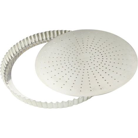 GOBEL - Tourtière cannelée perforée - fer blanc - fond mobile - Ø 320 mm h28 mm