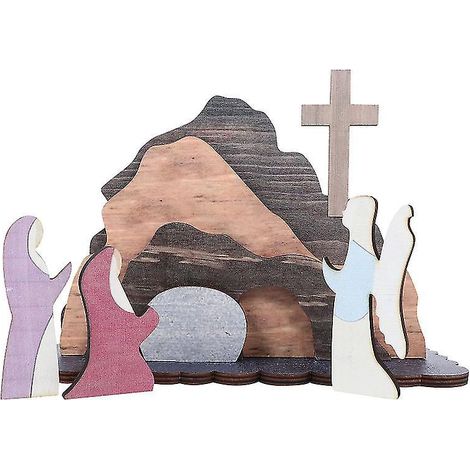 1 ensemble de décorations en bois représentant une scène de Pâques (1/3)