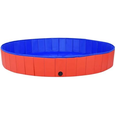Piscine pliable pour chien, rouge, 200 x 30 cm, en PVC