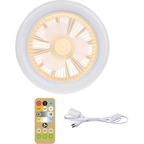 2-in-1-Deckenventilator mit E27-30-W-LED-Leuchte, Dimmer, Timer und Fernbedienung (US-Stecker) – Gelb