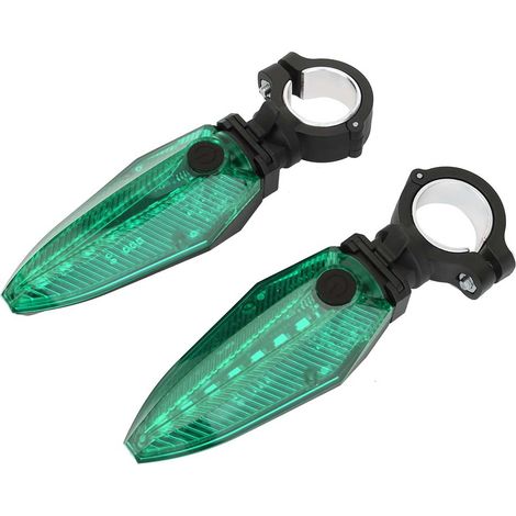 Ein Paar wasserdichte LED-Fahrradlenkergriffe mit Diebstahlsicherung, Fahrradhupe und Warnleuchte (Grün) (1/5)