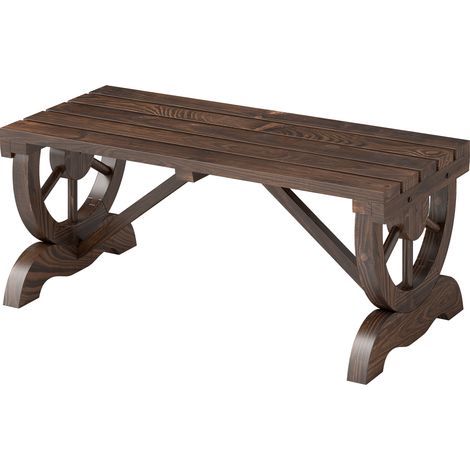 Banc de jardin en bois, résistant aux intempéries, mobilier de jardin rustique, style naturel, 98 x 50 x 39,5 cm (1/5)