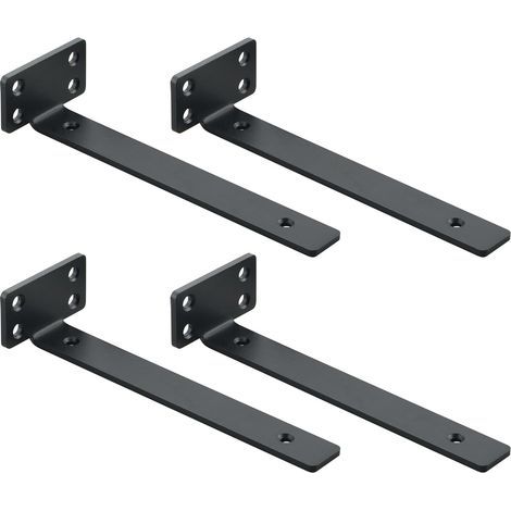 4-teiliges Set schwebender Wandregalhalterungen, einfach zu montieren/praktische Wandregalträger, 20 x 4 x 6,5 cm, Schwarz (1/5)