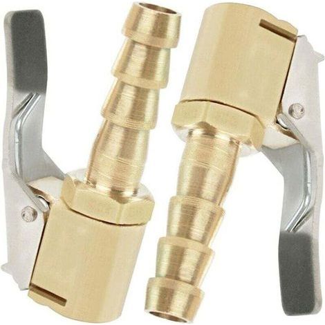 2 Stück Aufblasdüse, Autoreifen-Aufblasdüse, Aufblasdüse mit Klemme, Aufblasventil-Klemmen-Anschlussadapter, für Reifenventile, Messing, 8 mm (1/4)