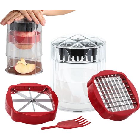 Tagliapatate, affettaverdure, tritaformaggio multifunzionale, lame in acciaio inox, impugnatura antiscivolo, perfetto per patate, carote, uso in cucina, 5,12x5,12x6,3 pollici (1/5)