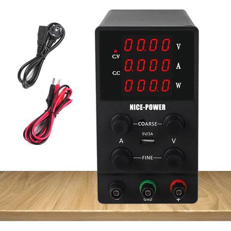 Alimentation de laboratoire réglable en courant continu 0 - 30V 0 - 10A alimentation de laboratoire avec affichage LED, maintenance électronique, détection de luminaires, détection du vieillissement