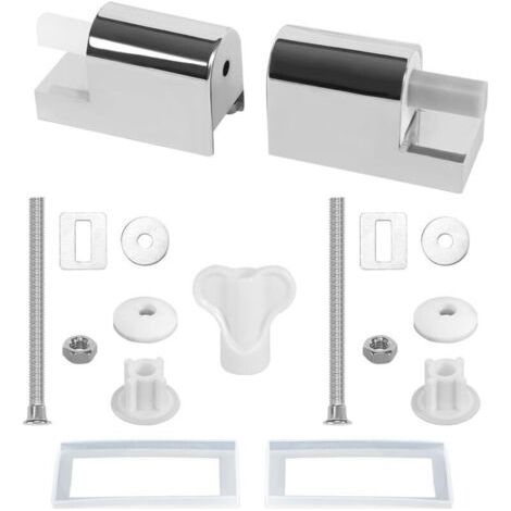 Bardusch-Abattant WC Fixations Charnières, Lot de 2 Charniere Abattant WC Charnières Universelles pour Siège de Toilette, Charnières De Siège De Toilette À Fermeture Douce Kit Fixations Remplacement (1/5)