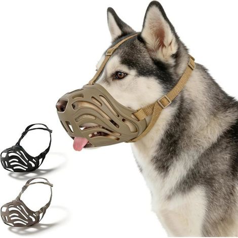Muselière chien silicone respirant – Anti-morsure, réglable, permet de boire – Pour chiens moyens à grands (1/5)