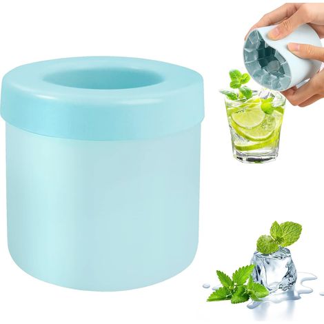 Vassoio per cubetti di ghiaccio in silicone, nuovo stampo per cubetti di ghiaccio 3D, pratico stampo per cubetti di ghiaccio, bicchiere per ghiaccio a pressione facile da smontare (blu-verde)