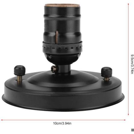 Support de Lampe - Fer Galvanisé - Compatible E26 E27 - Design Industriel Rétro - Noir - 10,5 x 9 cm (1/5)