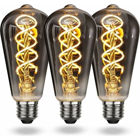 Ampoule LED E27 Vintage Blanc Chaud, Ampoule Vintage E27 Dimmable Spiral Filament 4W Lumière Douce, Ampoule E27 Vintage Edison Convient au Salon, Chambre à Coucher, Couloir, Patio, etc. [Classe énergé (1/4)