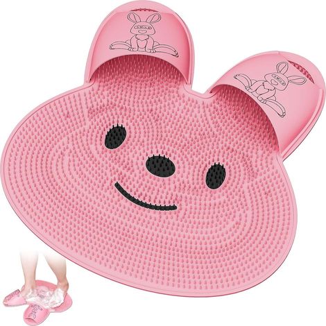 Tapis de douche amélioré avec ventouses antidérapantes, tapis de douche en silicone en forme de lapin pour hommes et femmes (1/5)