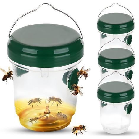 Piege a Guepes Exterieur, Piège à Frelons à Suspendre Attrape Insectes Répulsif à Guêpes en Plastique Piège Écologique pour Piege Moustique, Mouche, Moucheron (4 Pièces-Vert) (1/5)